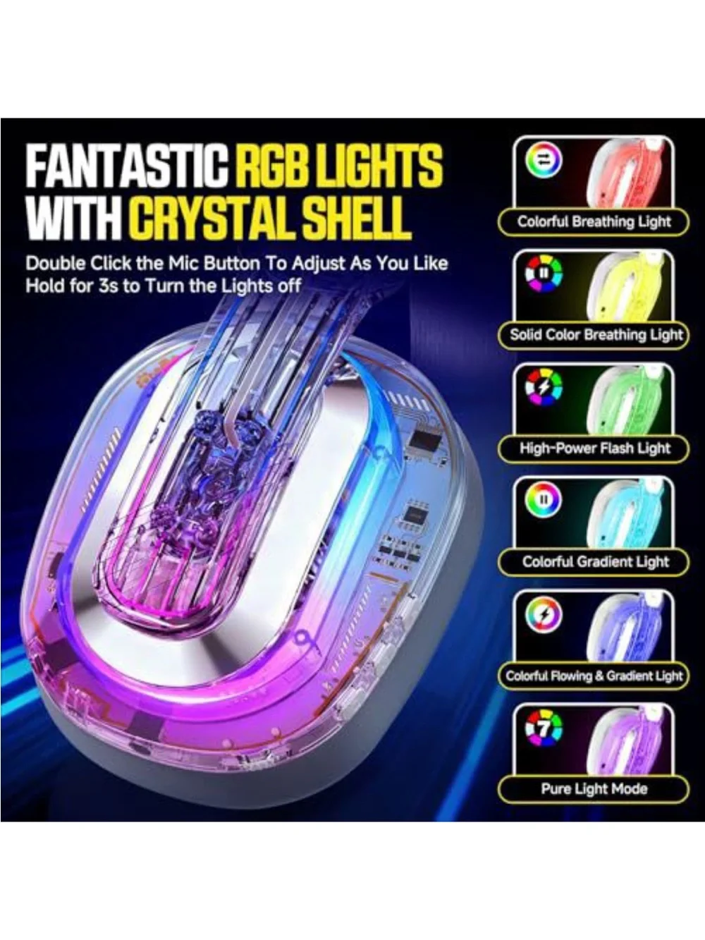 LED Light-Up Gaming Headset in Iridescent Pink/Blue
